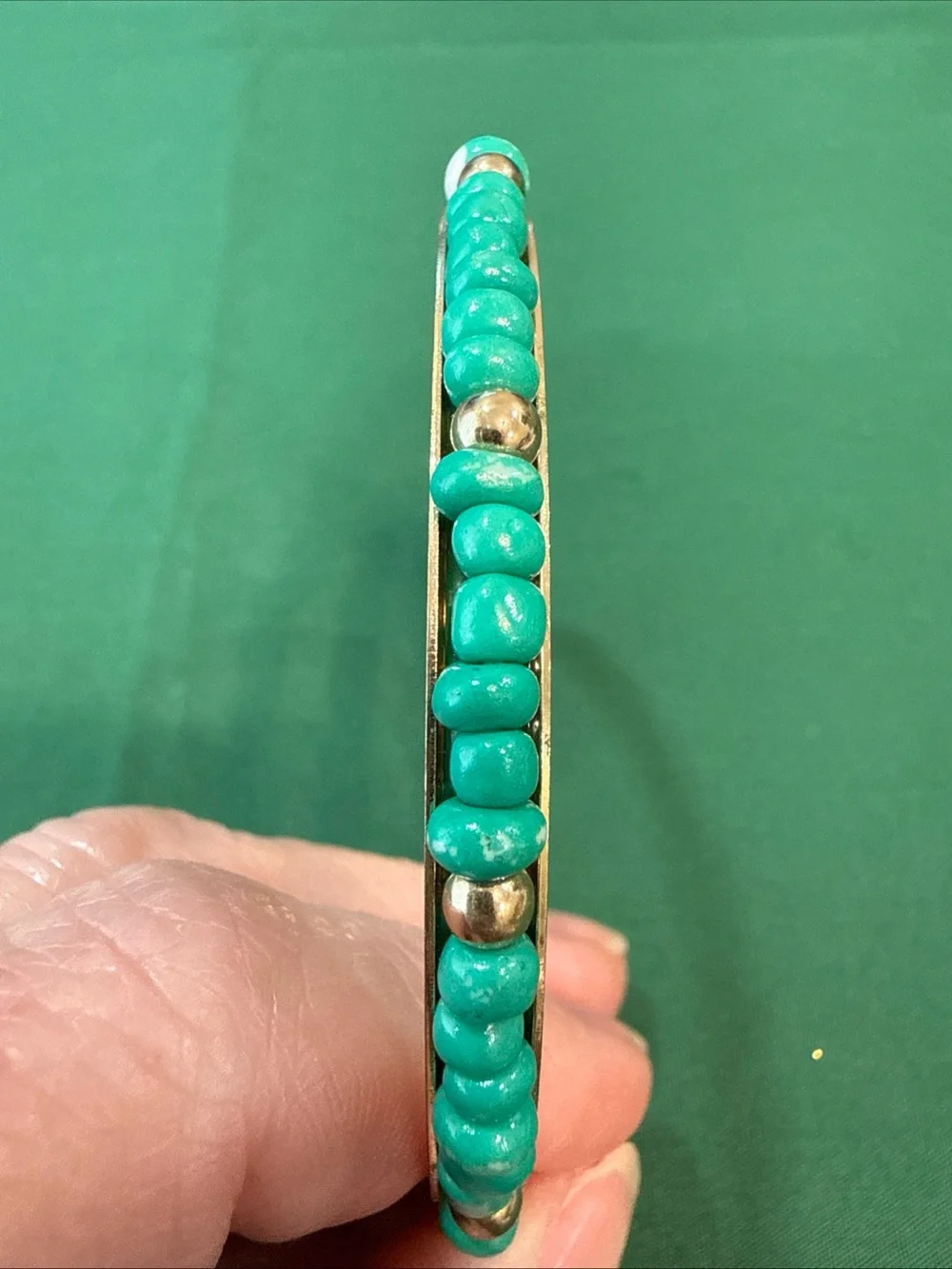 3 Colorful Beaded & Enamel Metal Bangle Bracelets 99D